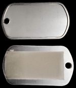 G.I. DOG TAG WITH CERMARK BAND ON FLAT SIDE. 1 1/2" x 3/4